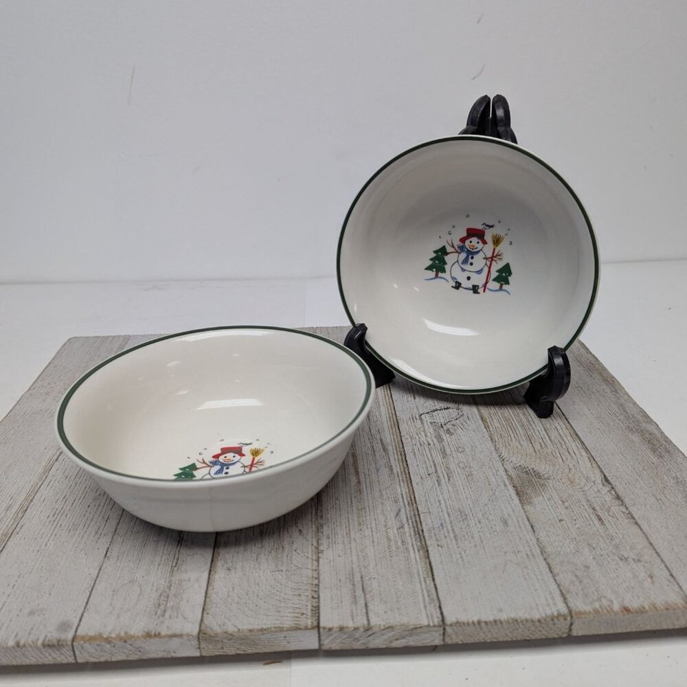 Pfaltzgraff Snow Village Soup Cereal Bowls Set of 2 Vintage
